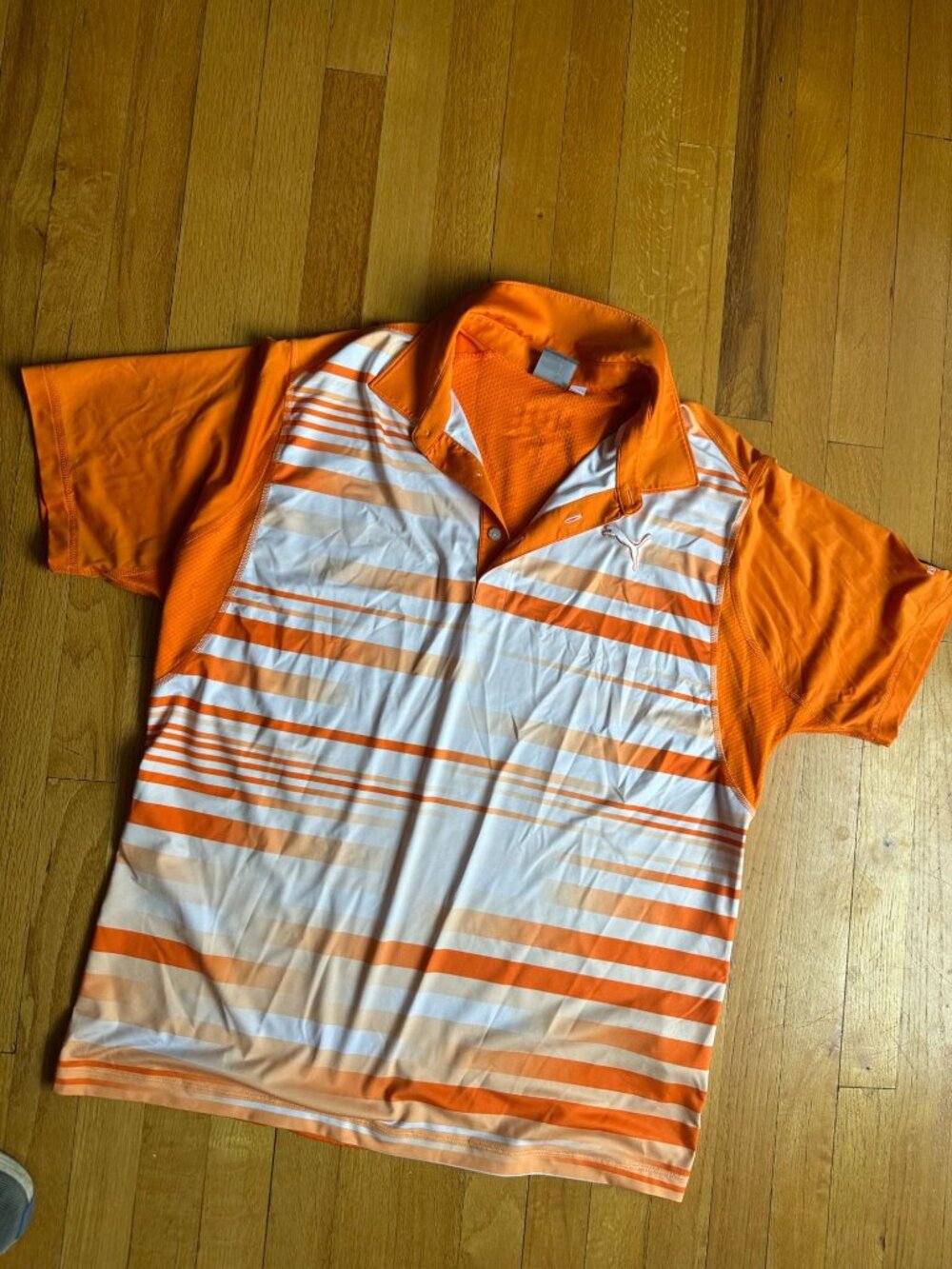 Men's orange and white golf polo PUMA Large (golf club logo on 1 sleeve)